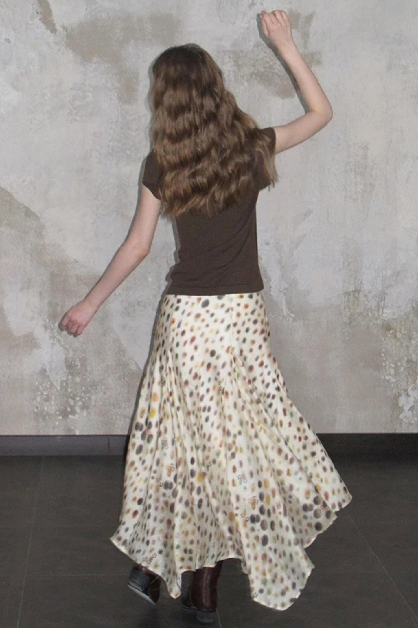 Artistic Polka Dot Asymmetrical Skirt