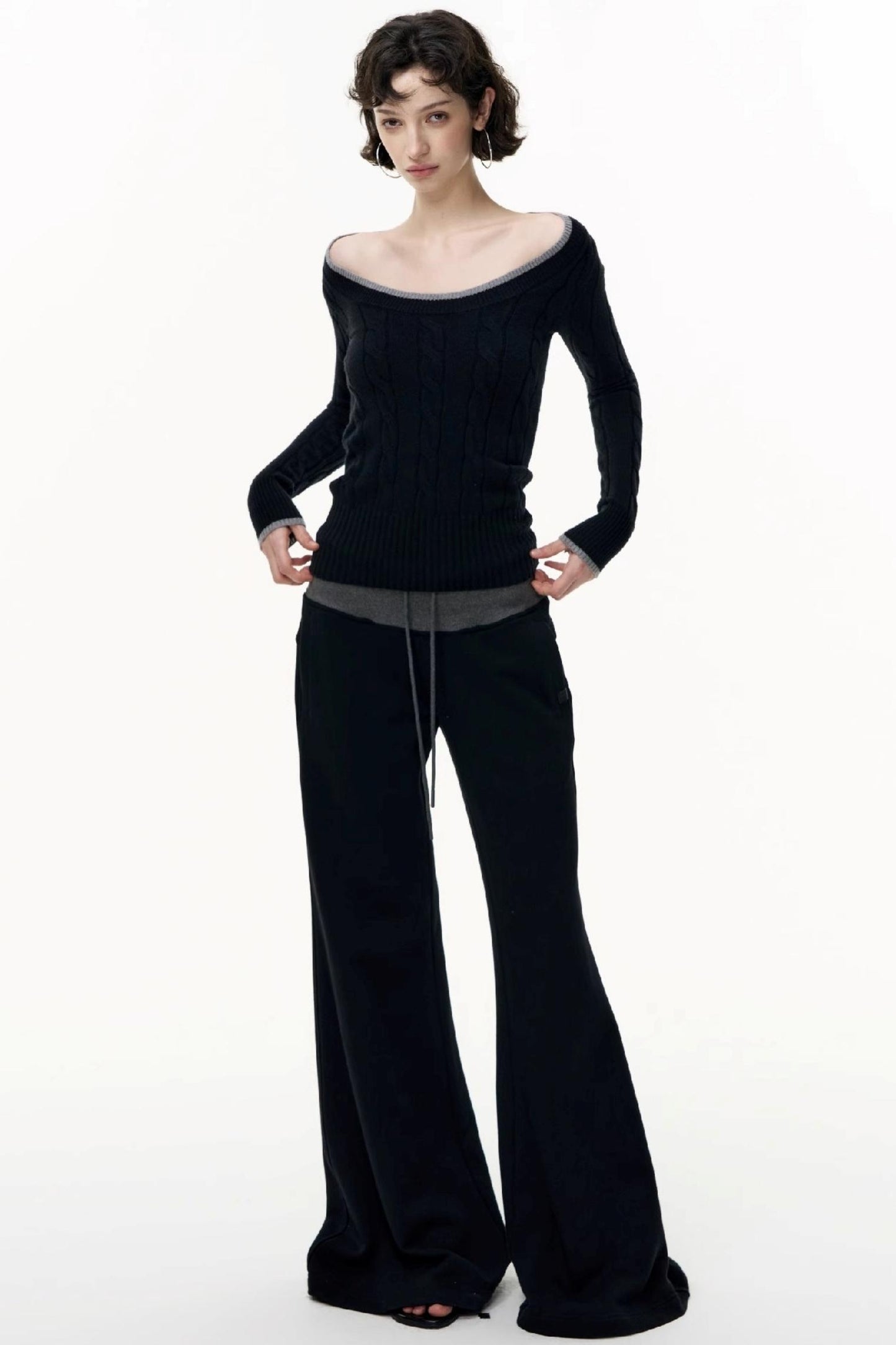 Flared Cotton Wide-Waisted Sweatpants