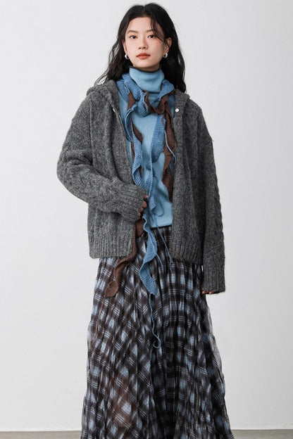 Fog Gray Fur Collar Hooded Jacket