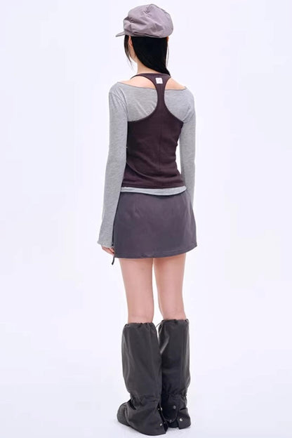 Side Slit Bow Pants Skirt
