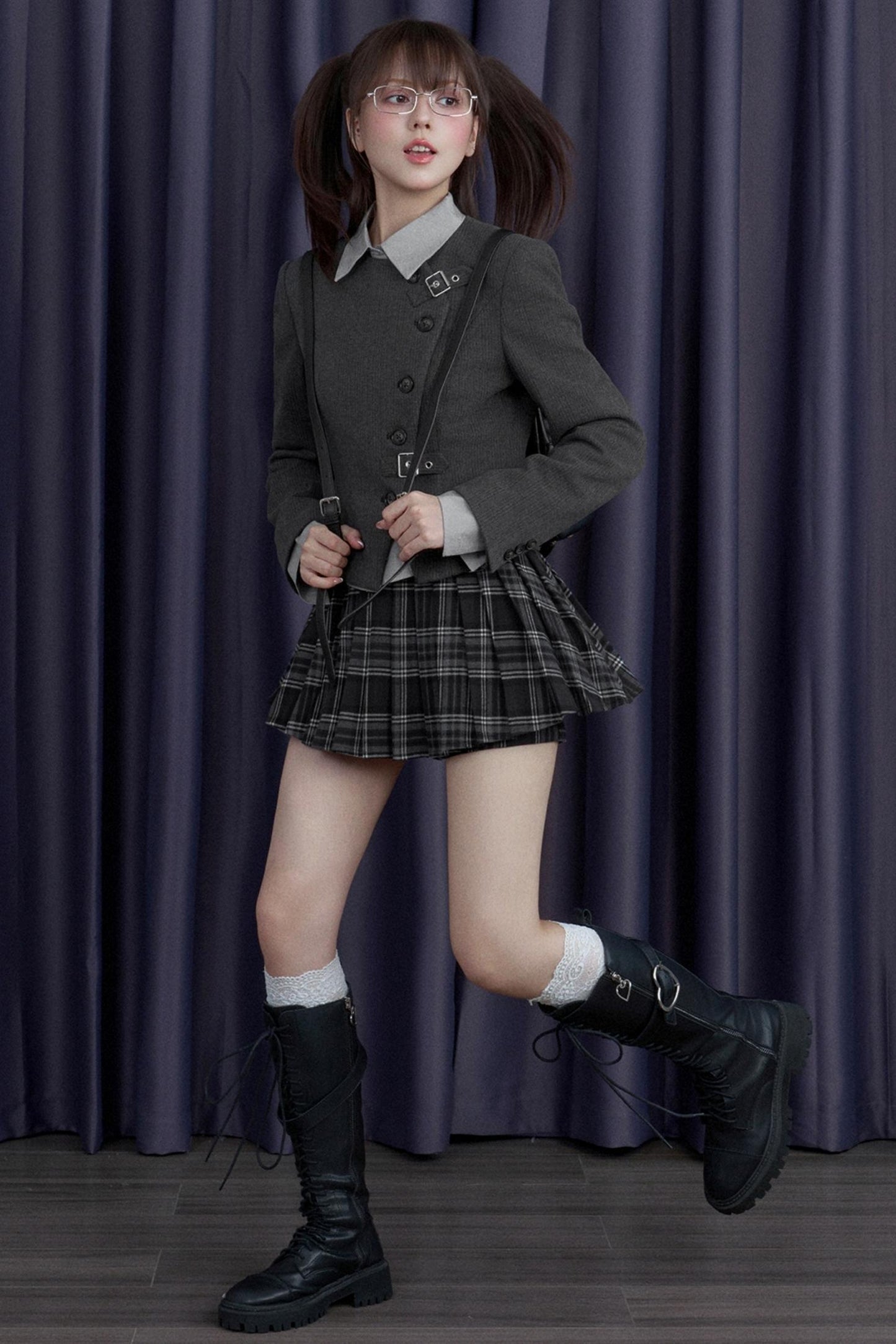 Gray Woolen Diagonal Shirt & Jacket Set-Up