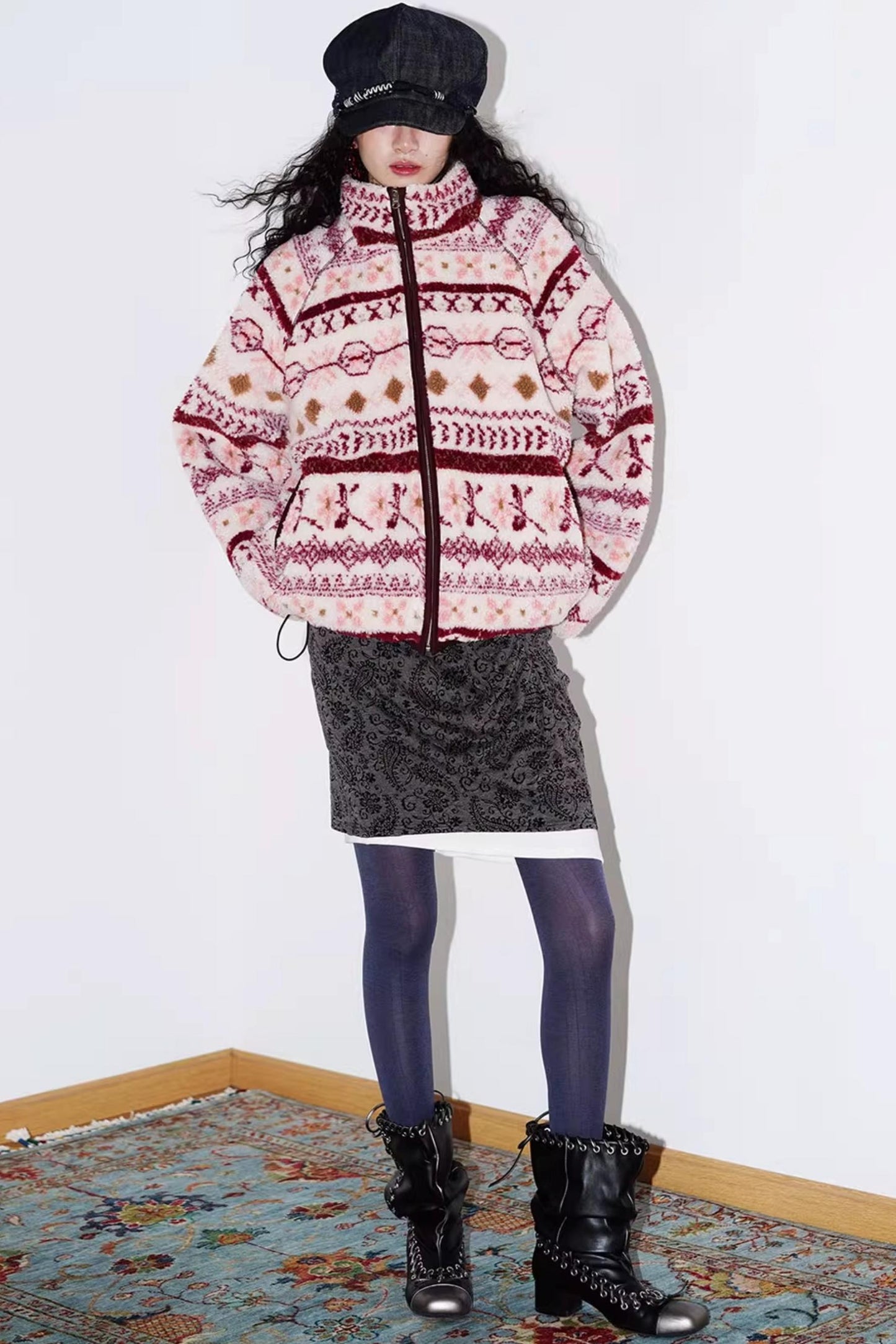 Retro Paisley Sweater Skirt Set-Up