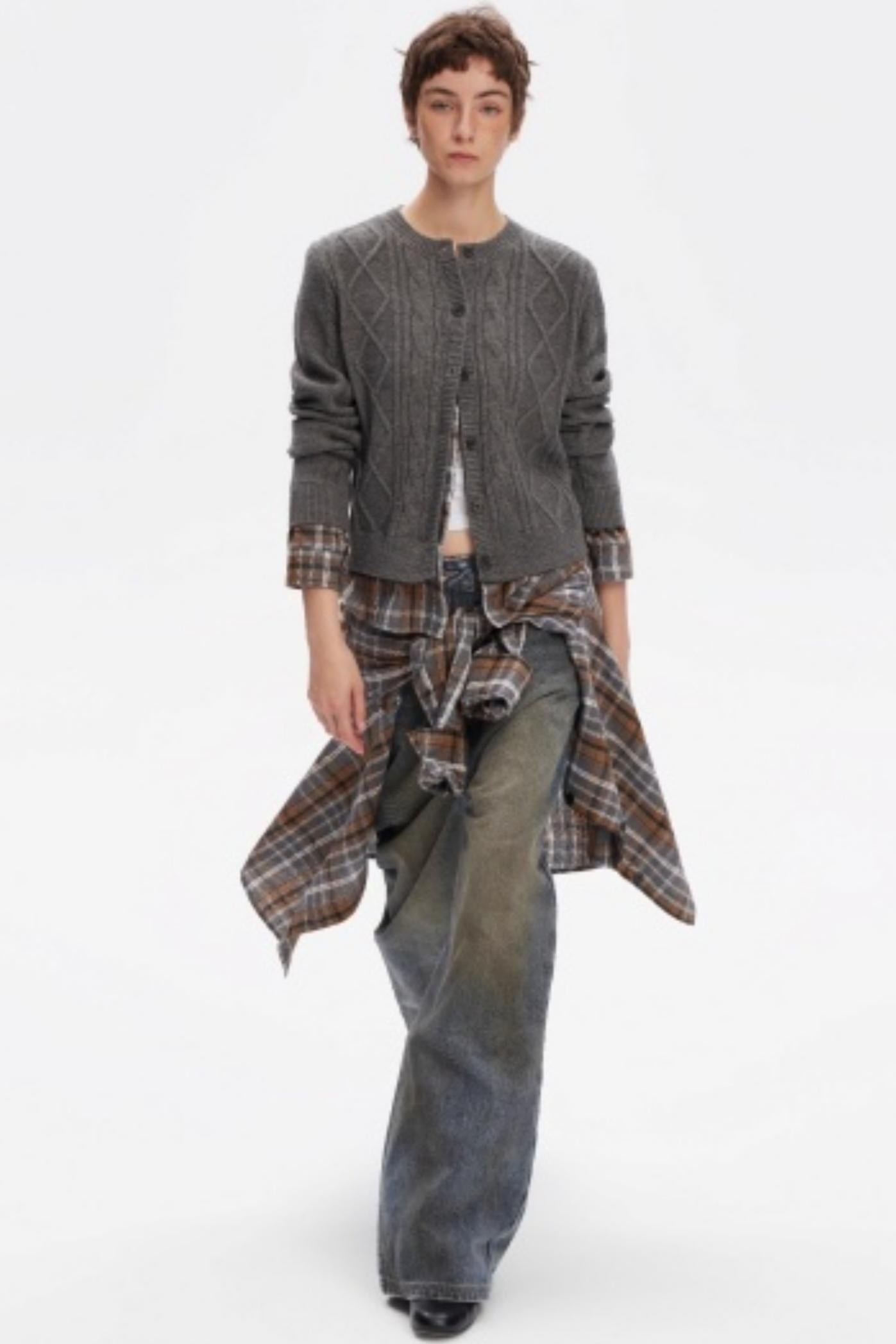 Wool Twist Pattern Cardigan Set-Up