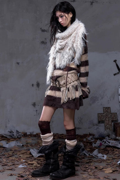 Vintage Fringe Triangle Scarf