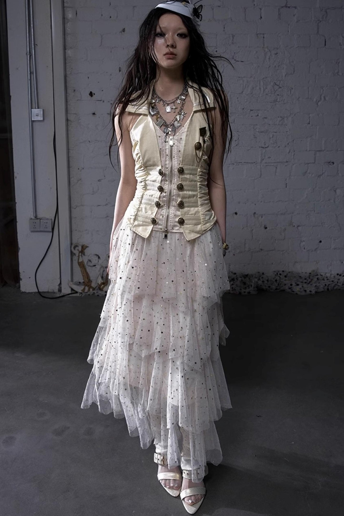 Fairycore Star Tiered Mesh Skirt