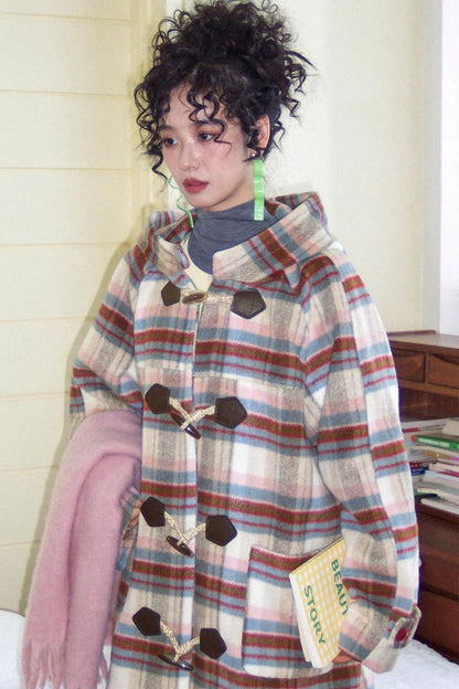 Velvet Dream Plaid Hooded Wool Jacket