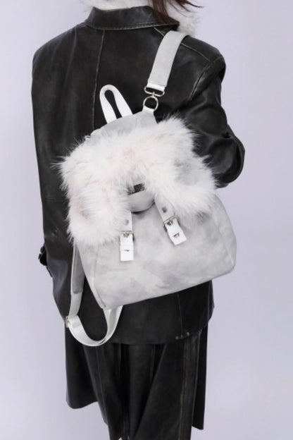 Furry Bear Crossbody Backpack