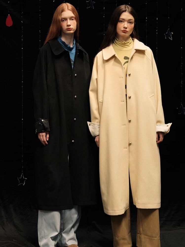 Round ball buckle simple classic Coat