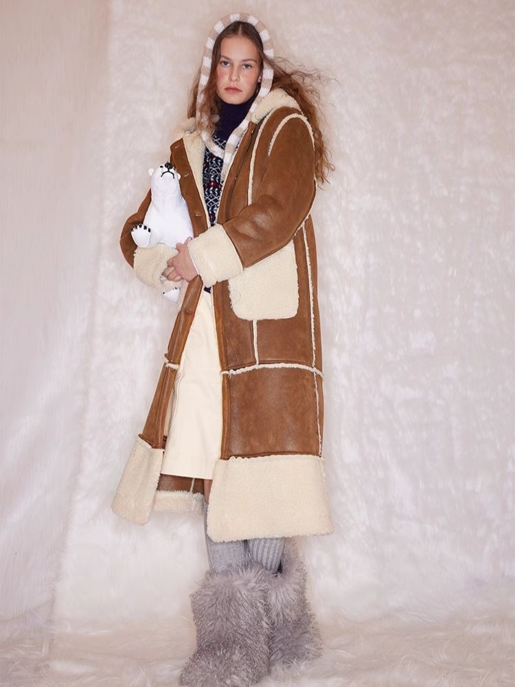 Warm fur one thick long coat