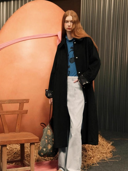 Round ball buckle simple classic Coat