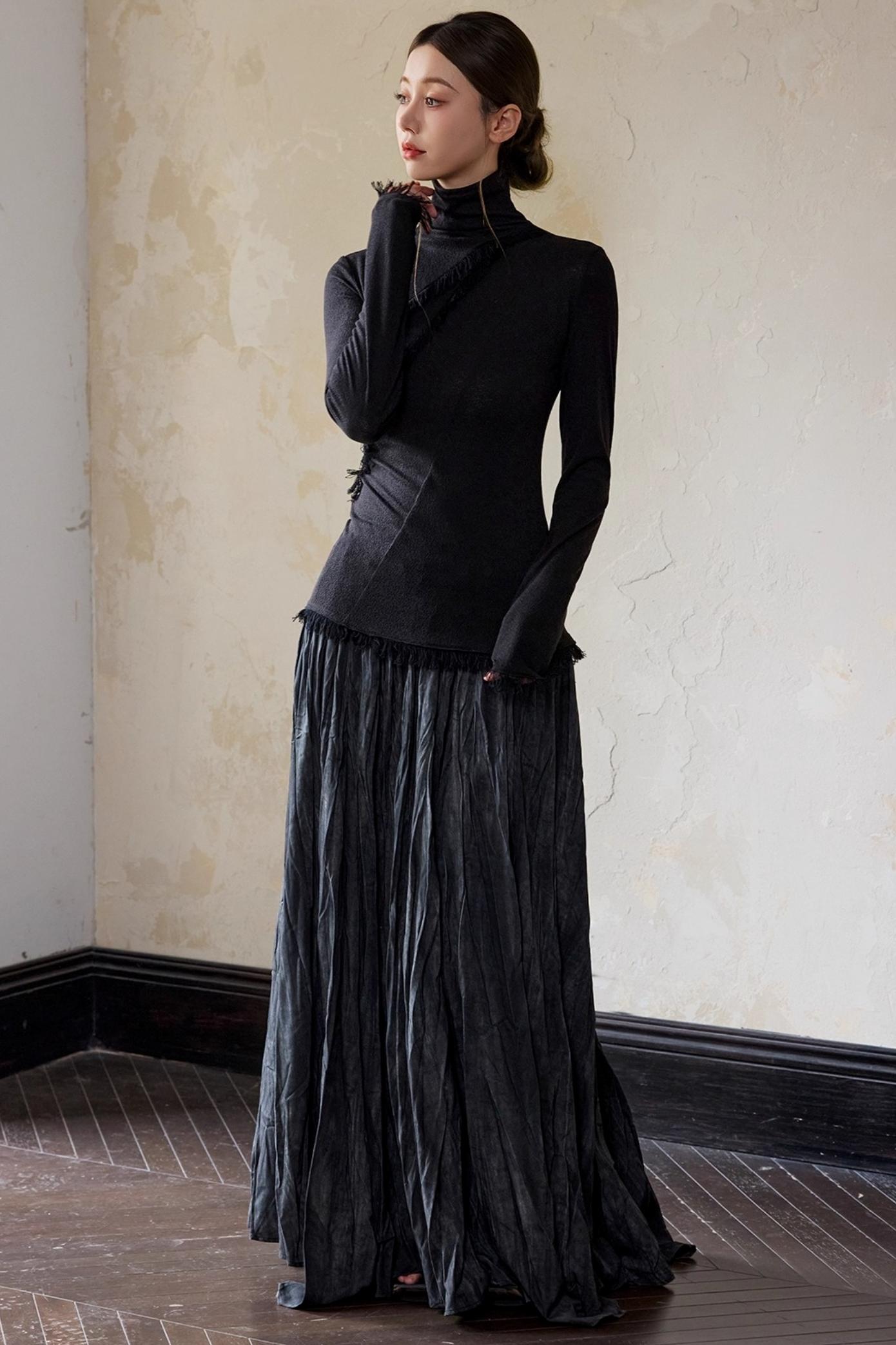 White Wool Turtleneck Knit Top