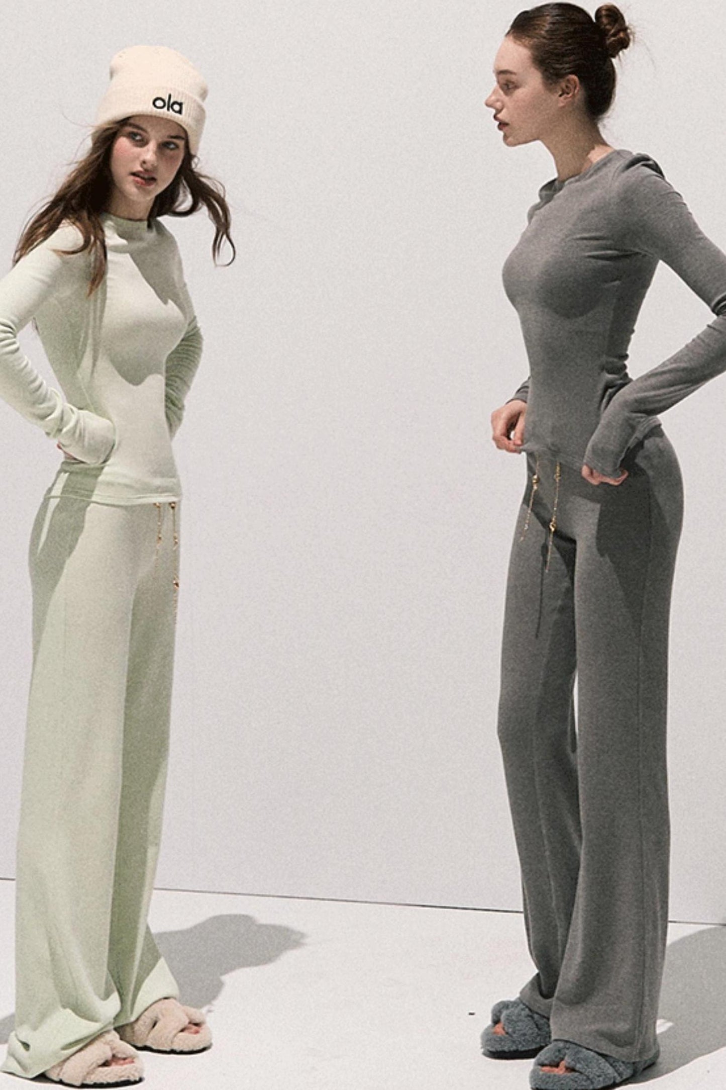 Soft Crew Neck Knitwear Bootcut Trouser Set-Up