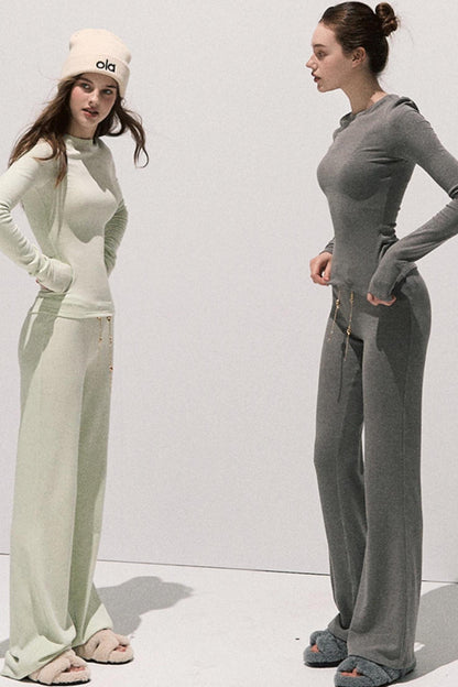 Soft Crew Neck Knitwear Bootcut Trouser Set-Up