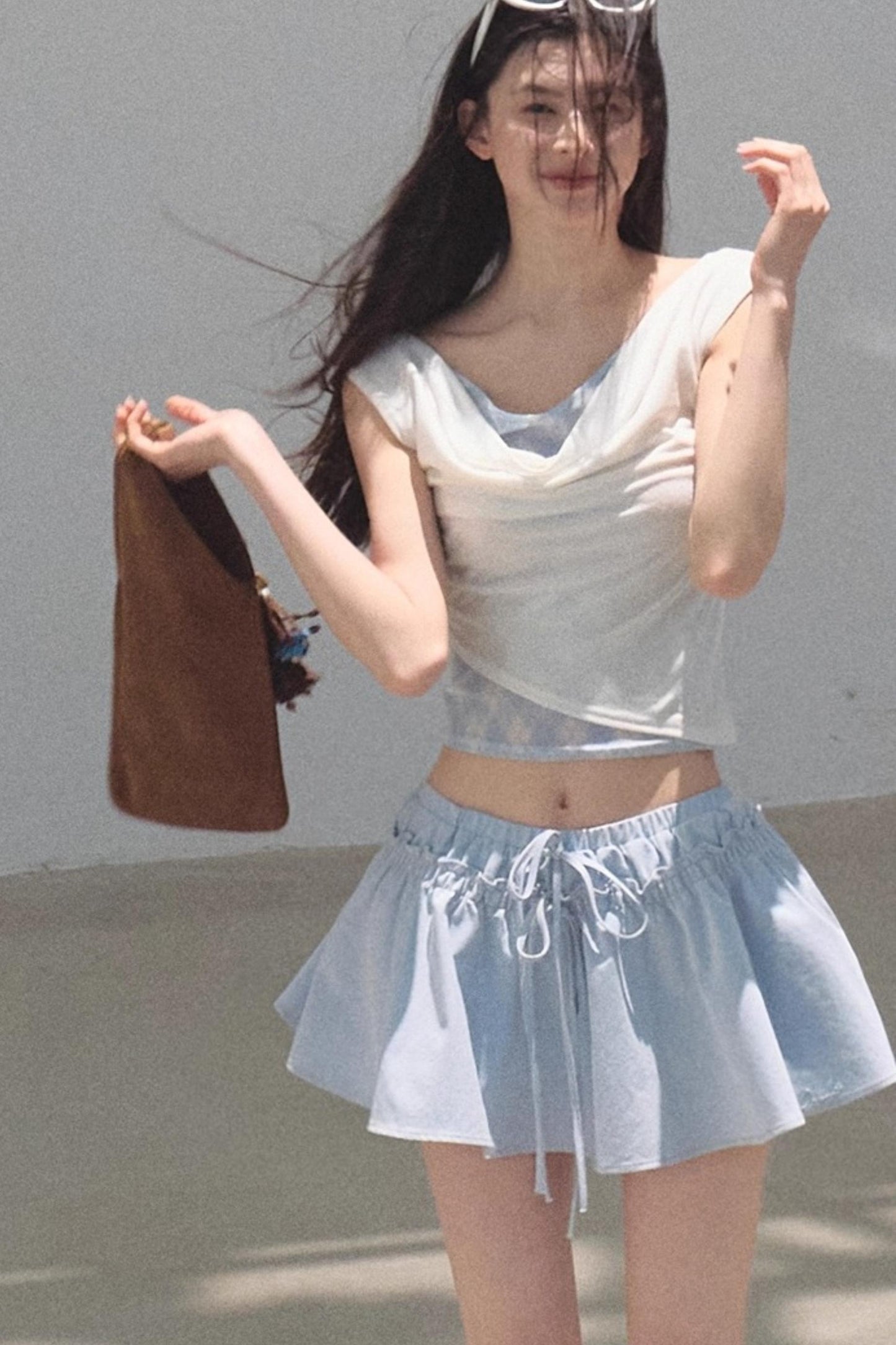 Embroidered Lyocell Puffy A-Line Skirt