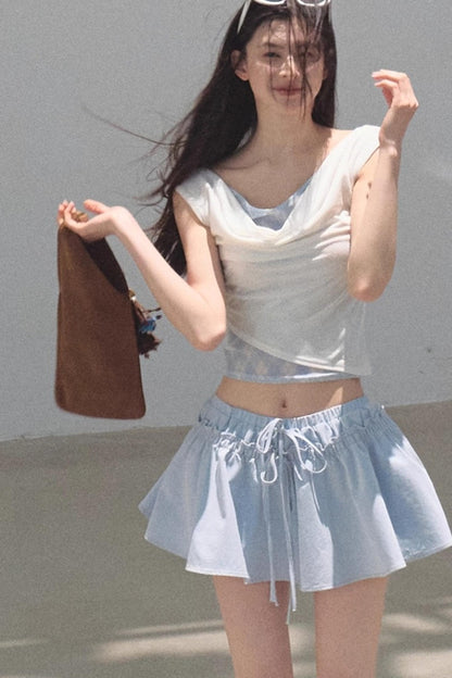 Embroidered Lyocell Puffy A-Line Skirt