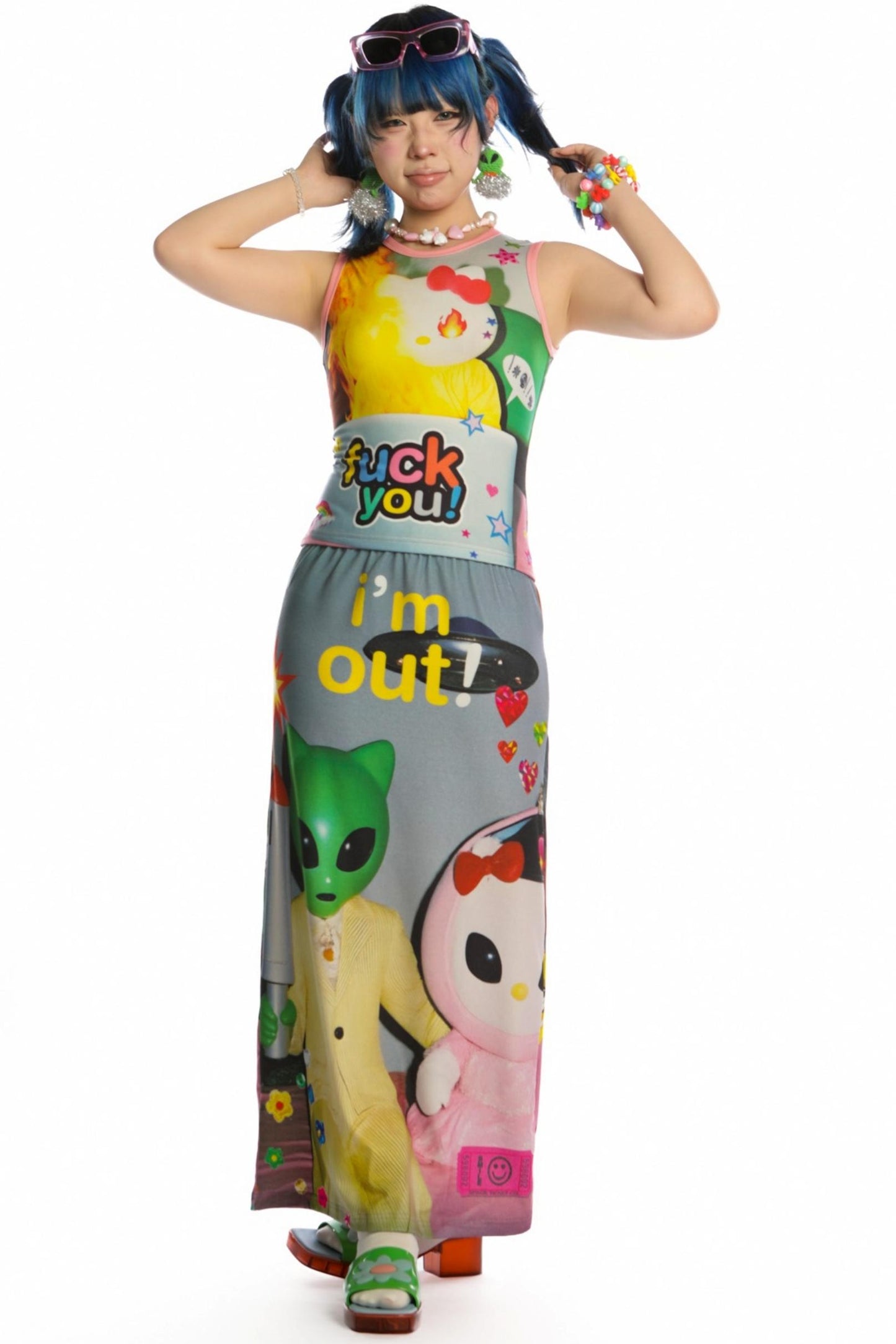 Reversible Print Stretch Casual Maxi Skirt