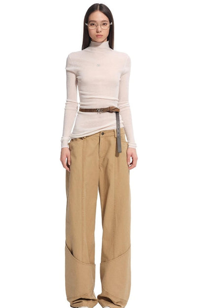 High Neck Long Sleeve Knit Wool Top