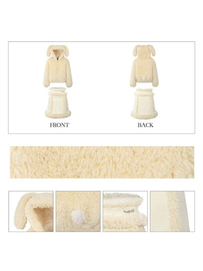 Cream-colored Warm Eco-Friendly Fur + Half Skirt