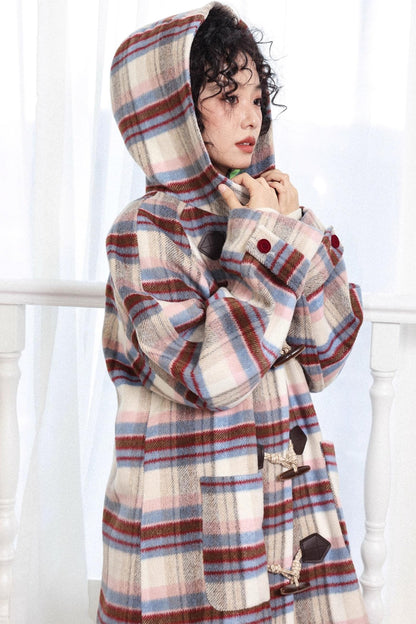 Velvet Dream Plaid Hooded Wool Jacket
