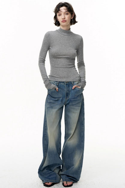 Loose Straight Wide-Leg Scimitar Jeans
