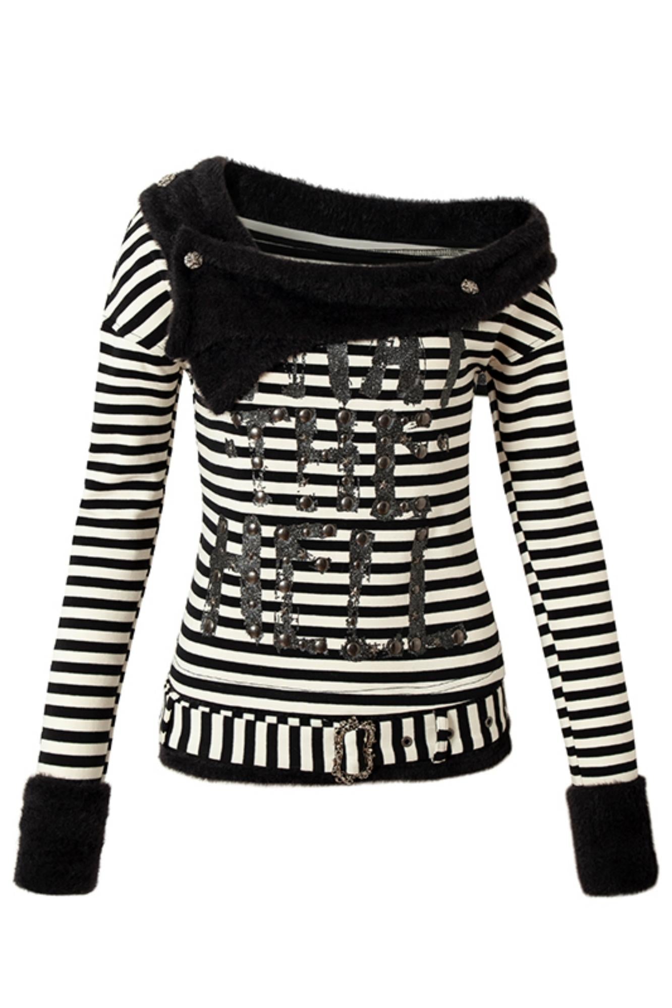 Diagonal Stripe Punk Long-Sleeve Top