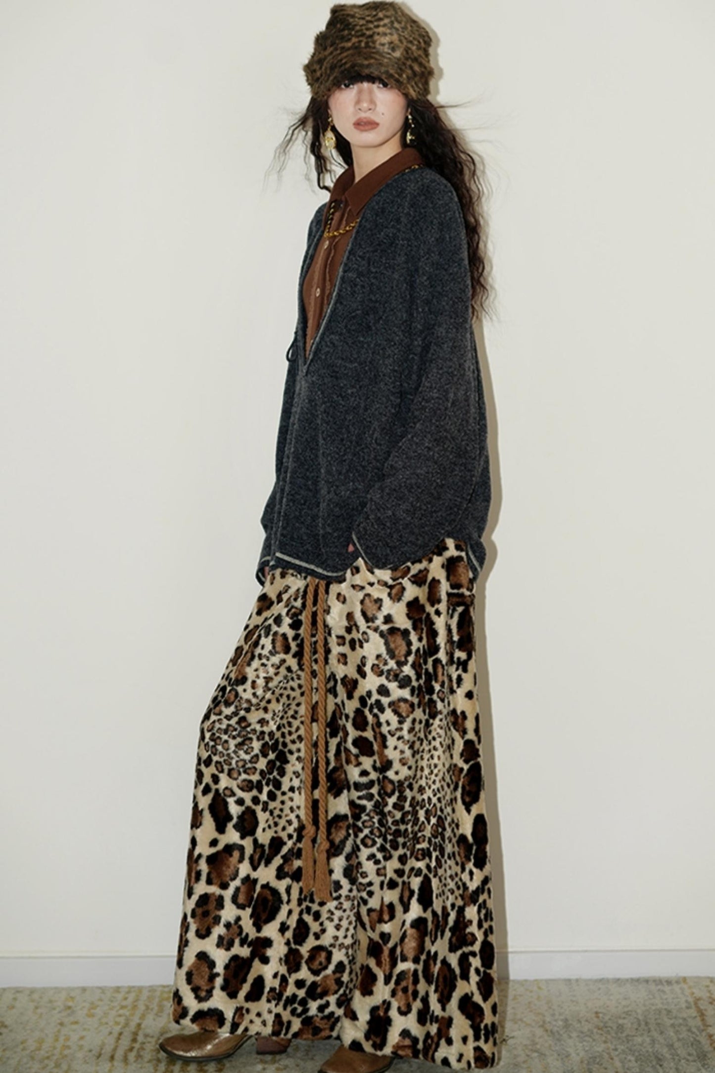 Leopard Pattern Loose Fit Lounge Pants