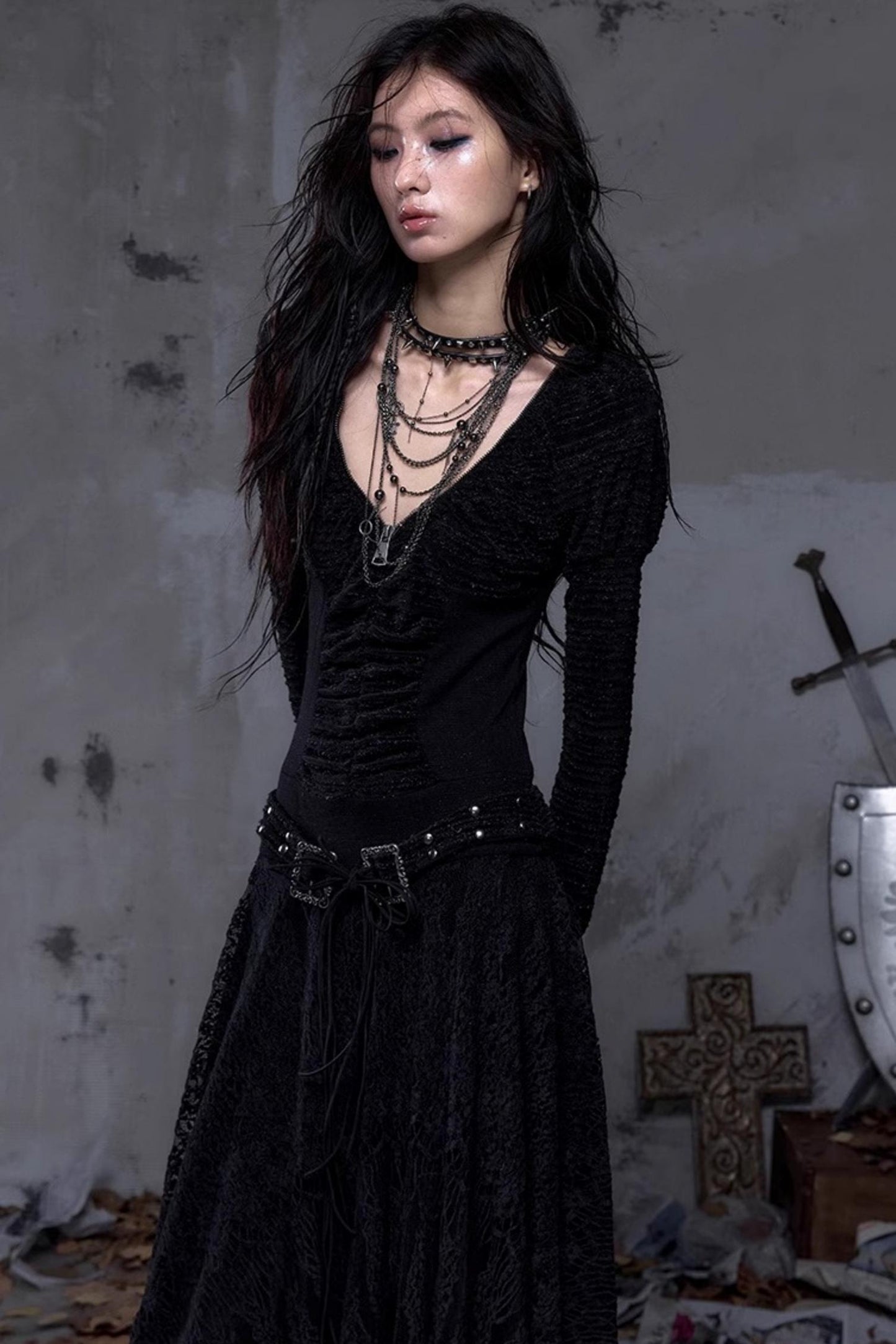 Court Dream Puff Sleeve Lace Maxi Dress