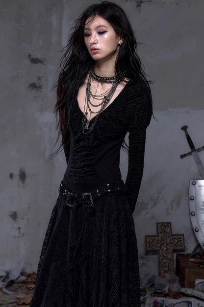 Court Dream Puff Sleeve Lace Maxi Dress