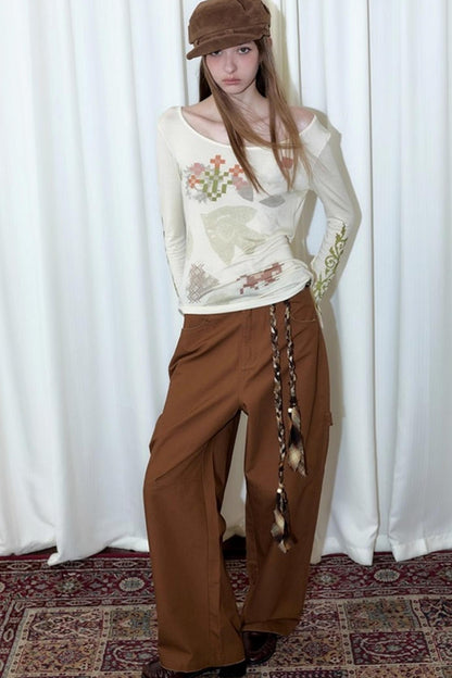 Vintage Printed U-Neck Slim T-Shirt