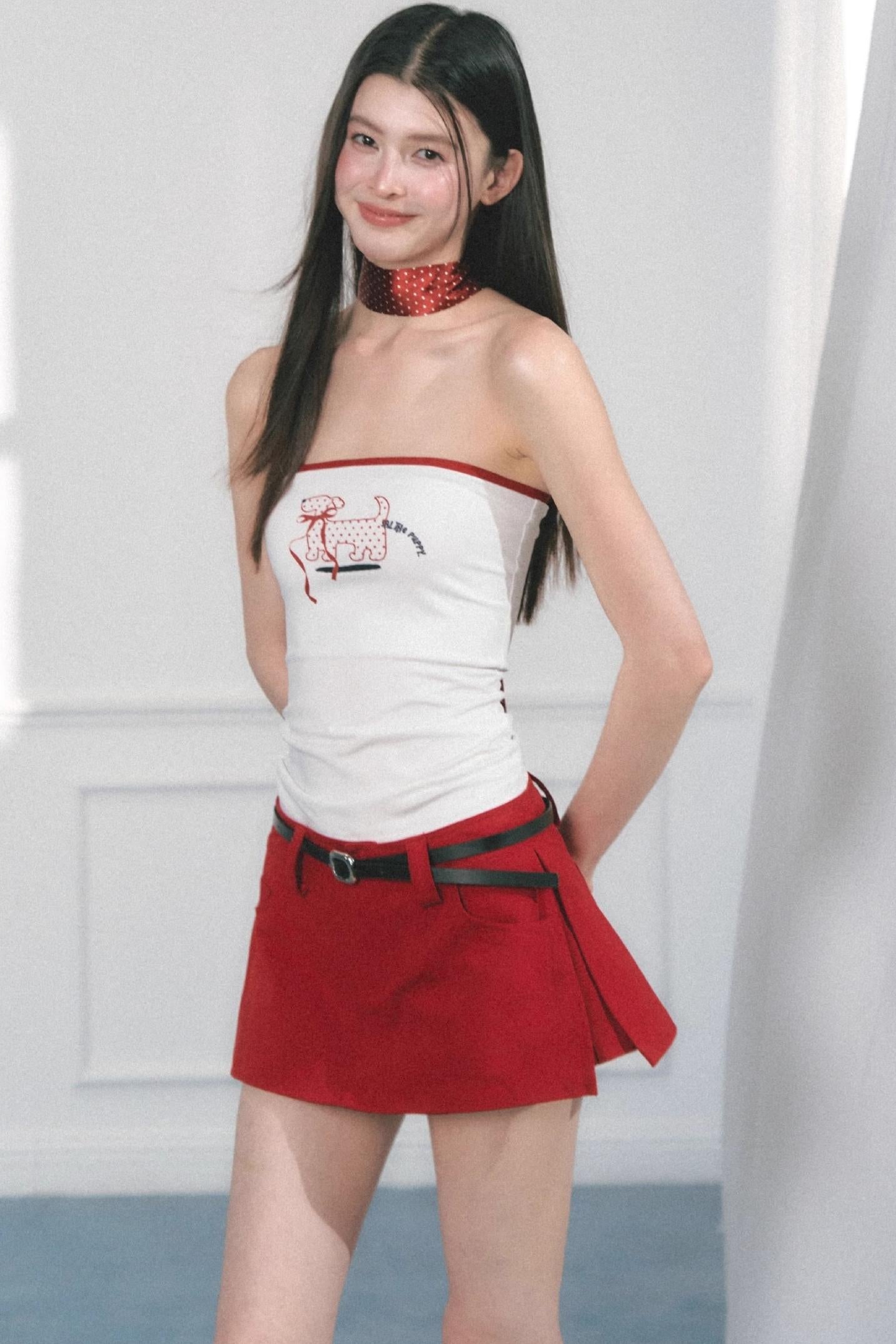 Original Puppy Print Fitted Top