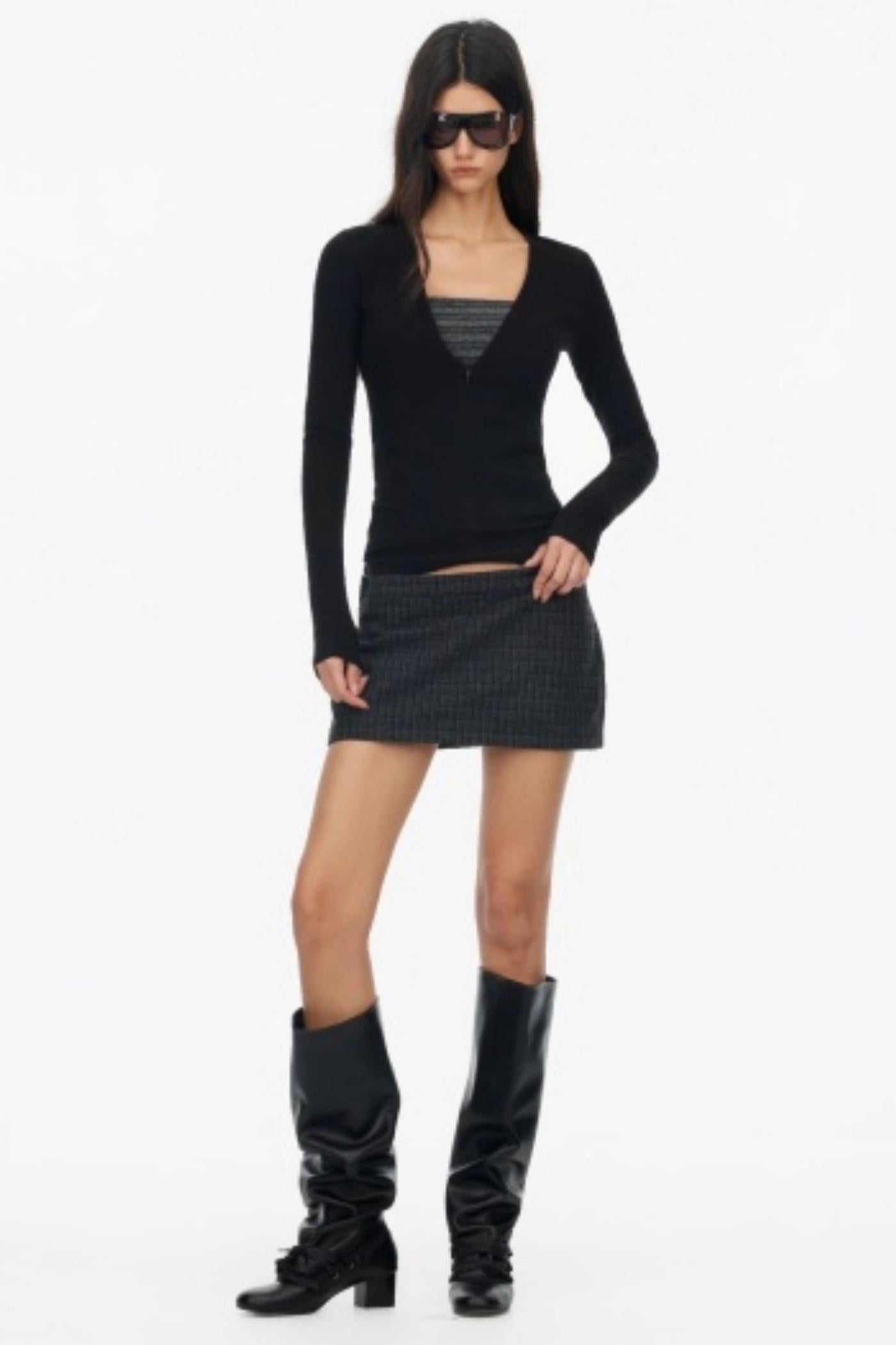 Lapel Asymmetrical Wool Coat Set-Up