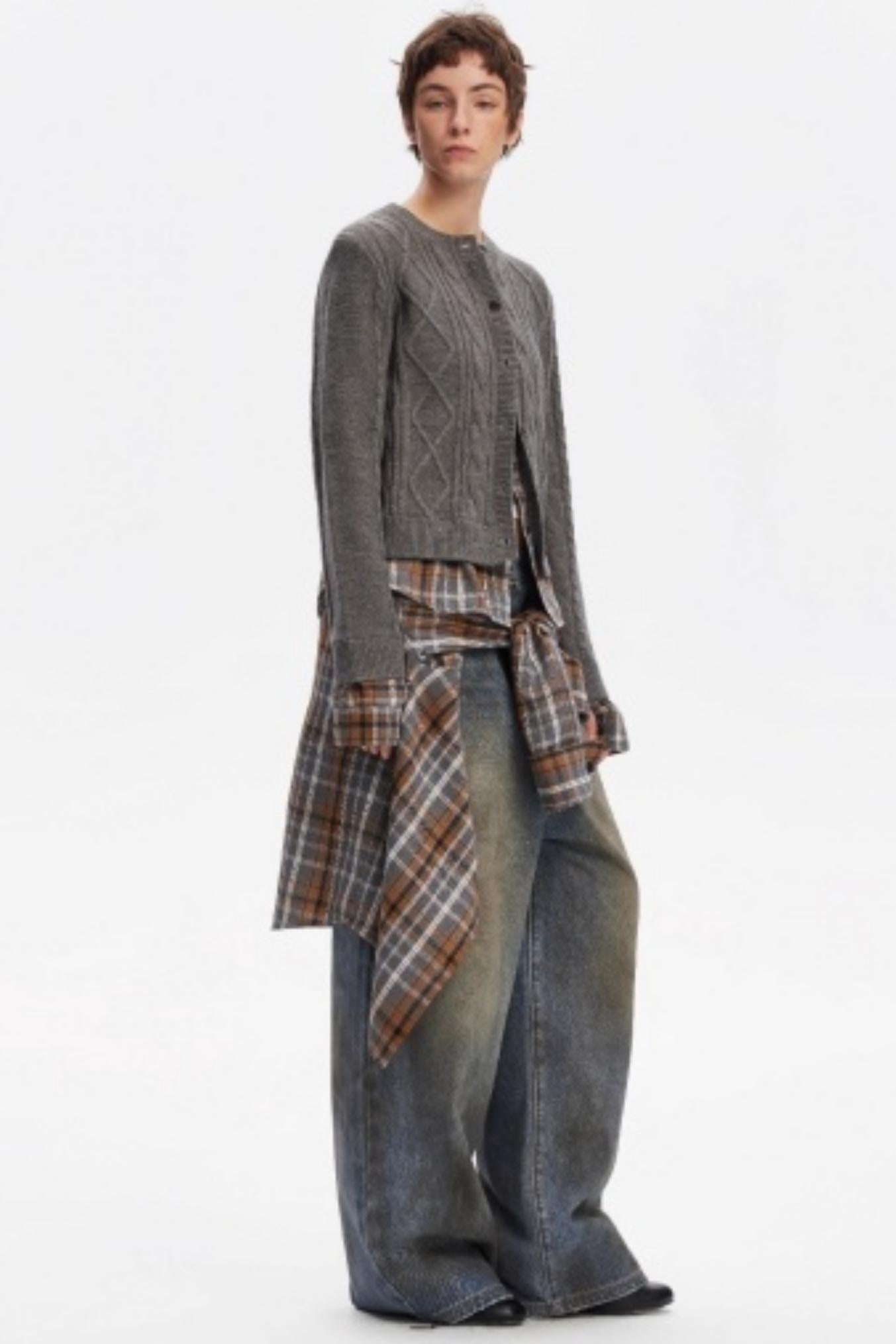 Wool Twist Pattern Cardigan Set-Up