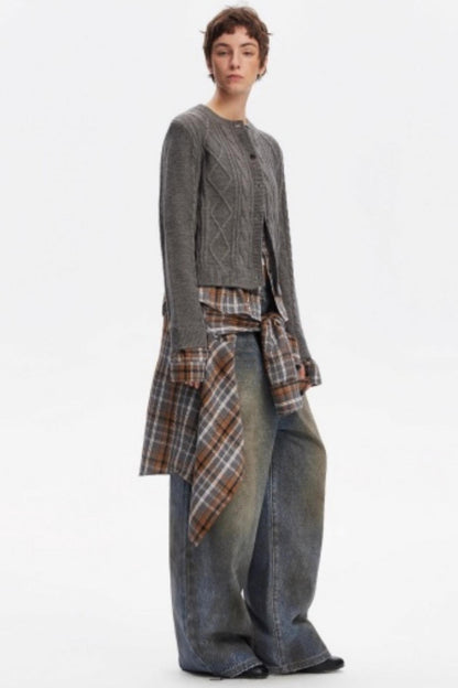 Wool Twist Pattern Cardigan Set-Up