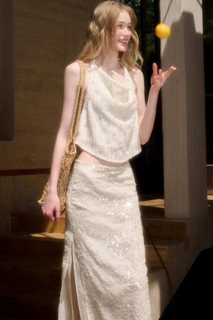 Elegant Starlit Top Skirt Set-Up