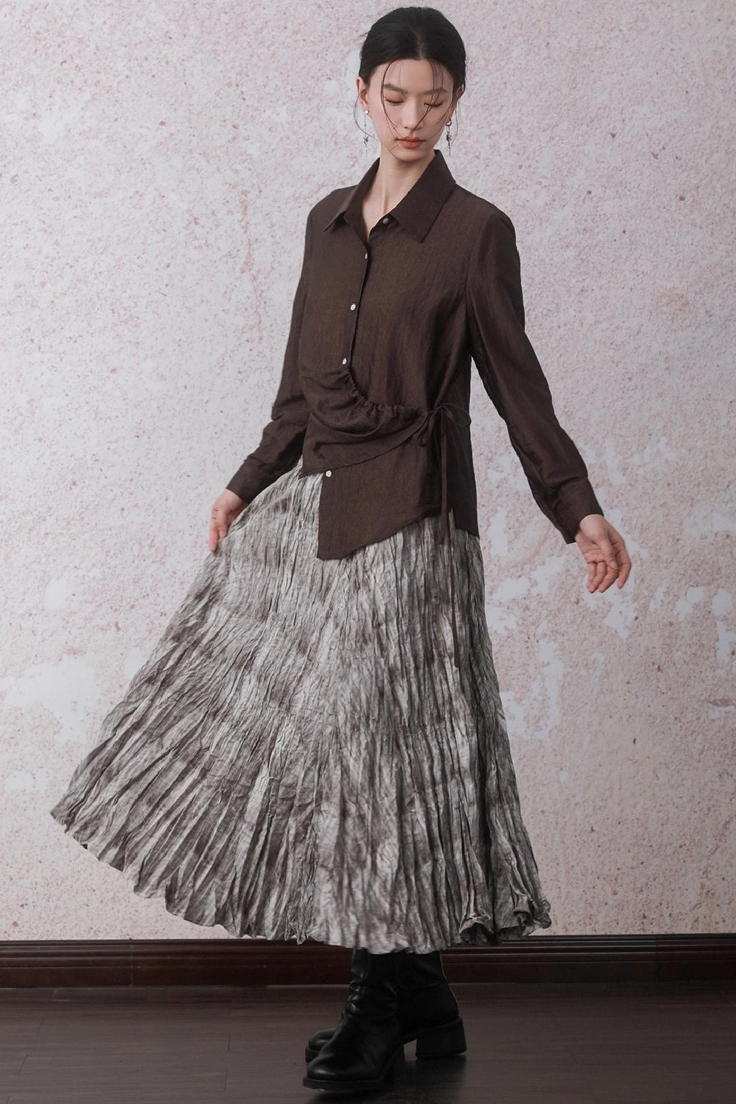 Autumn Acetate Chinese Shirt