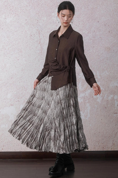 Autumn Acetate Chinese Shirt