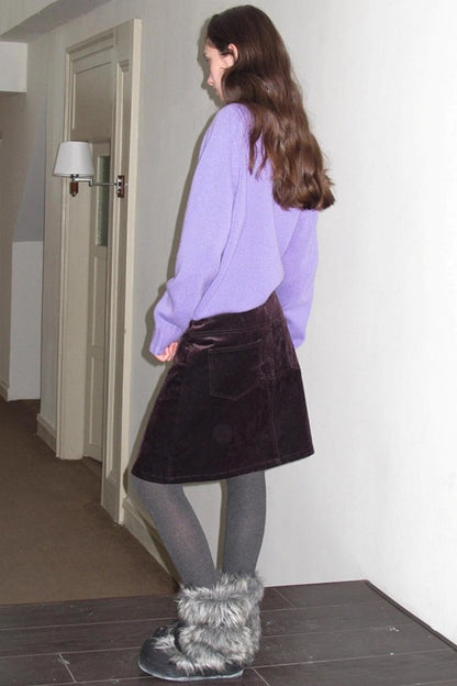 Vintage Dark Purple Velvet Skirt