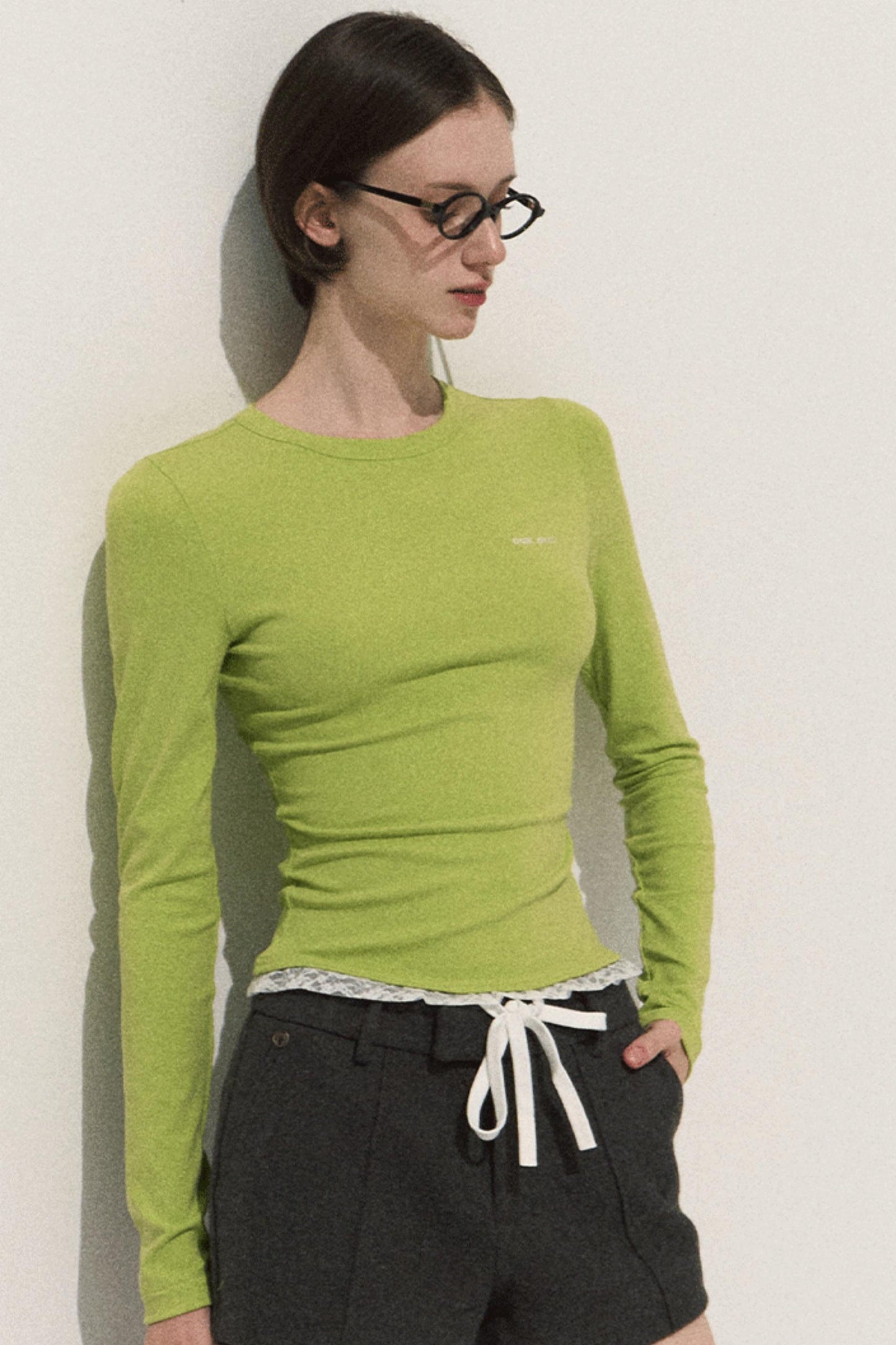 Good Weather Lace Slim Waist Long Sleeve T-Shirt