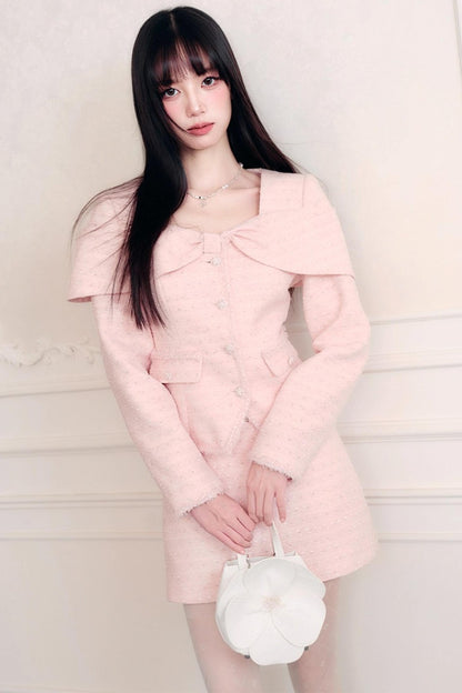 Pink French Tweed Skirt Set-Up