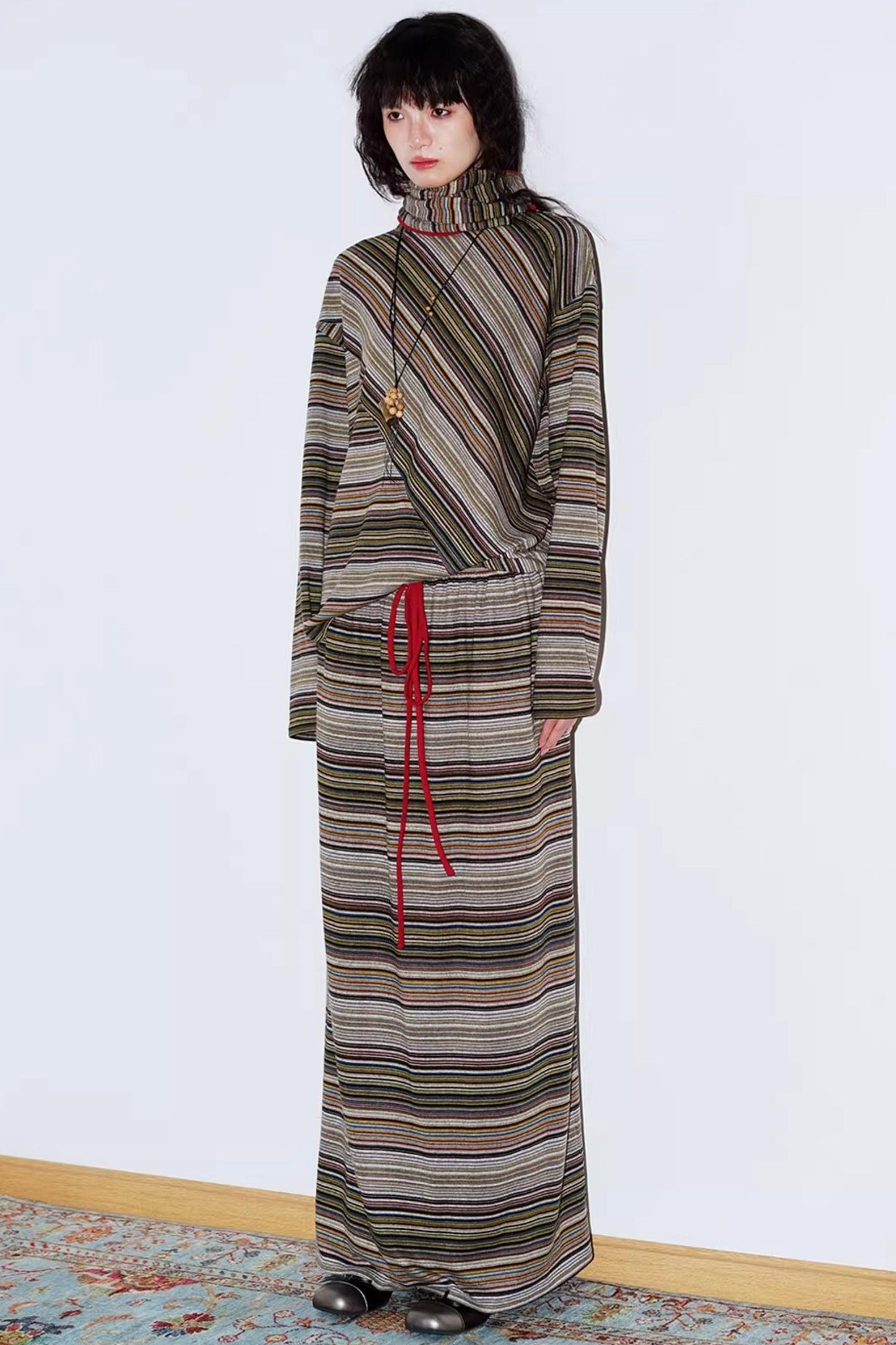 Striped Brushed Long-Sleeved Top