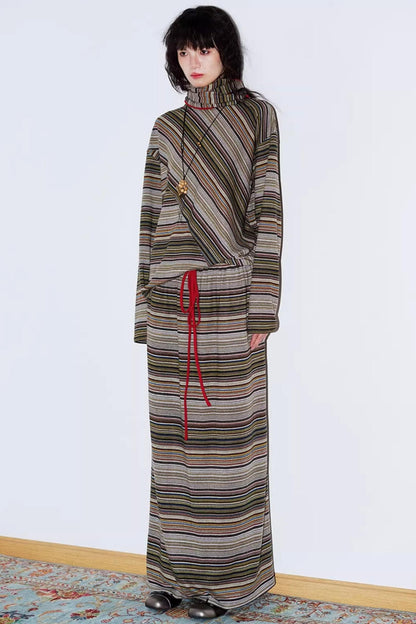 Striped Brushed Long-Sleeved Top