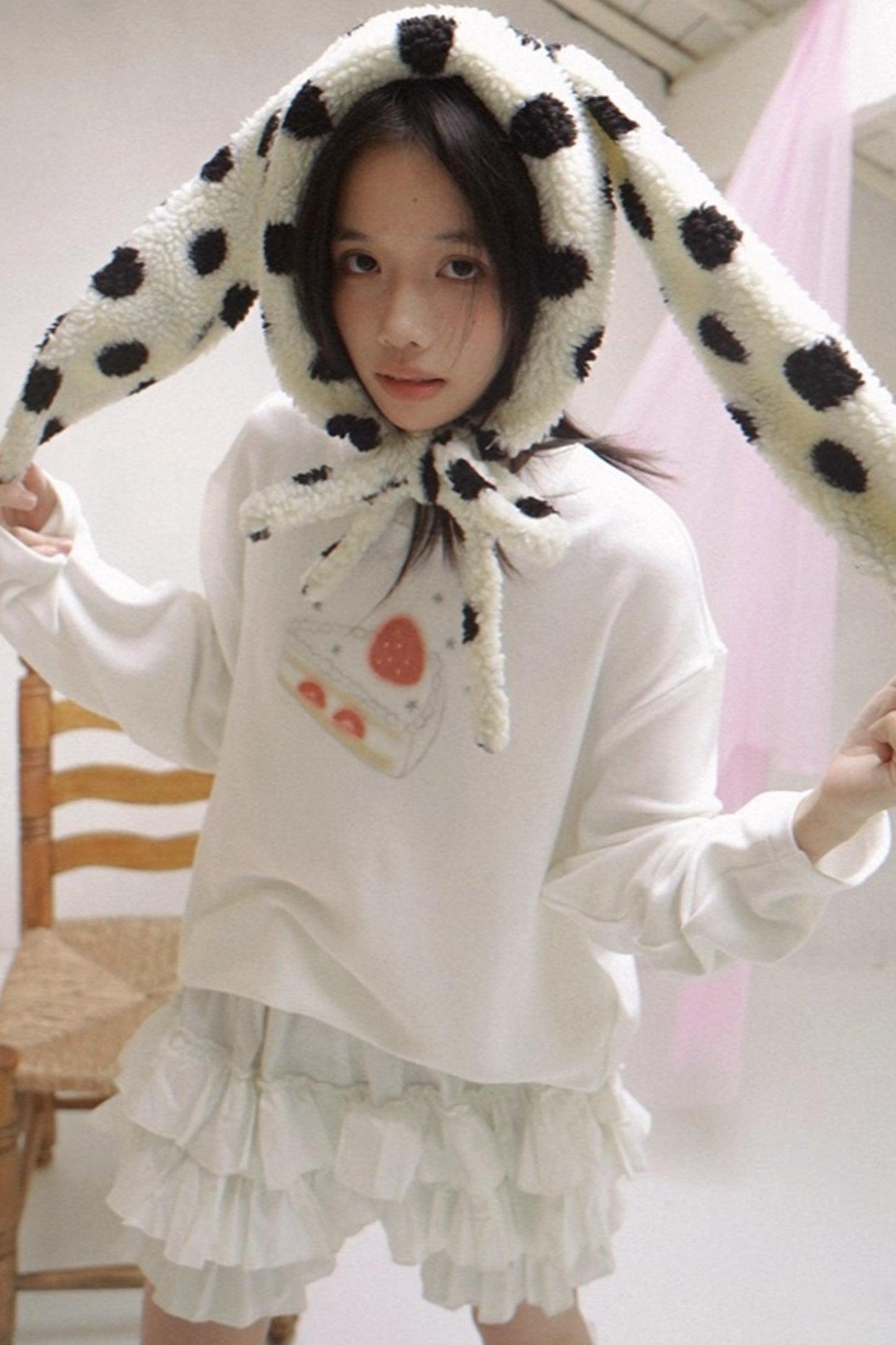 Happy Polka Dot Rabbit Ears Bow Hat