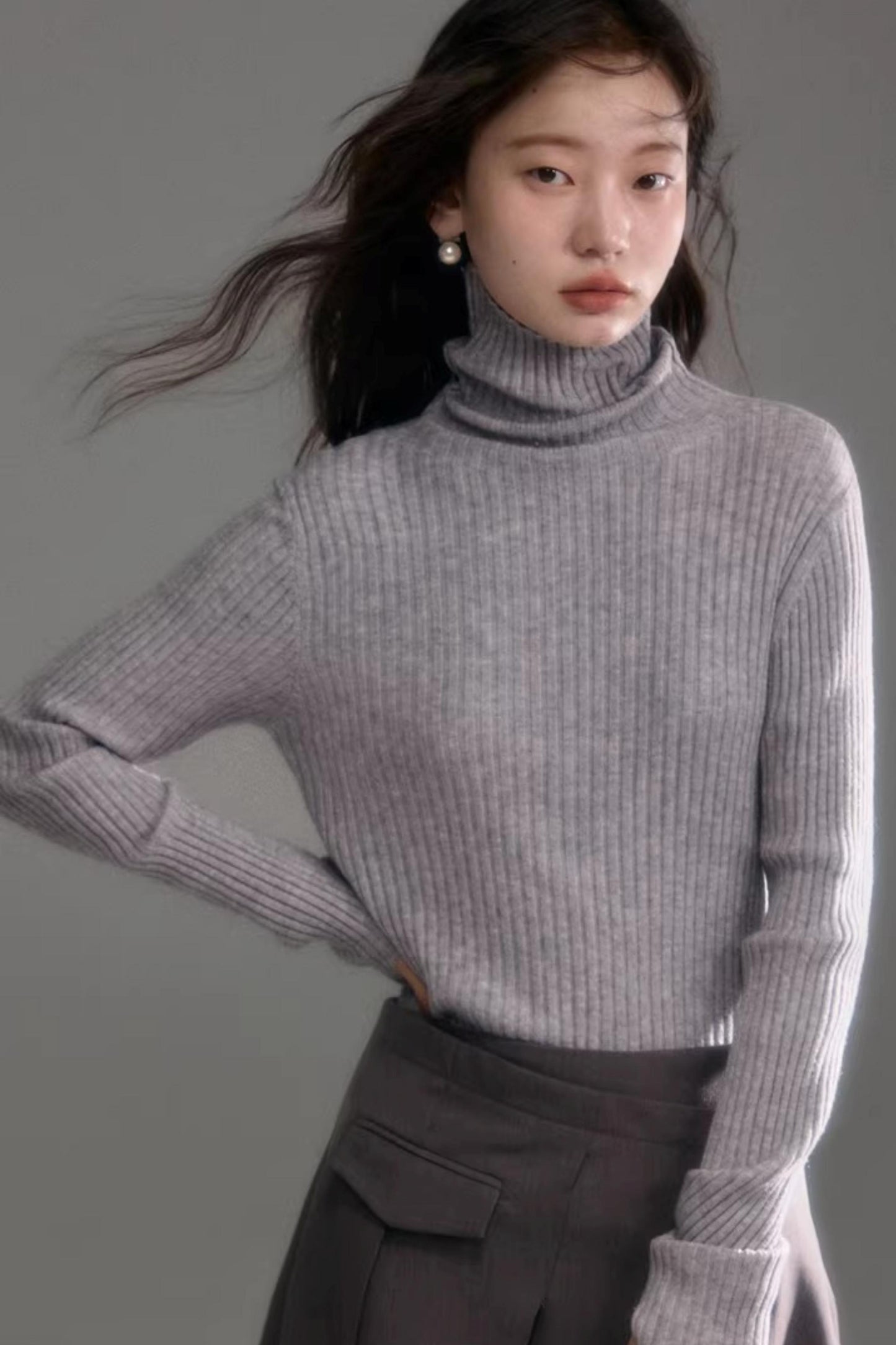 Soft Cloud Ribbed Turtleneck Sweater