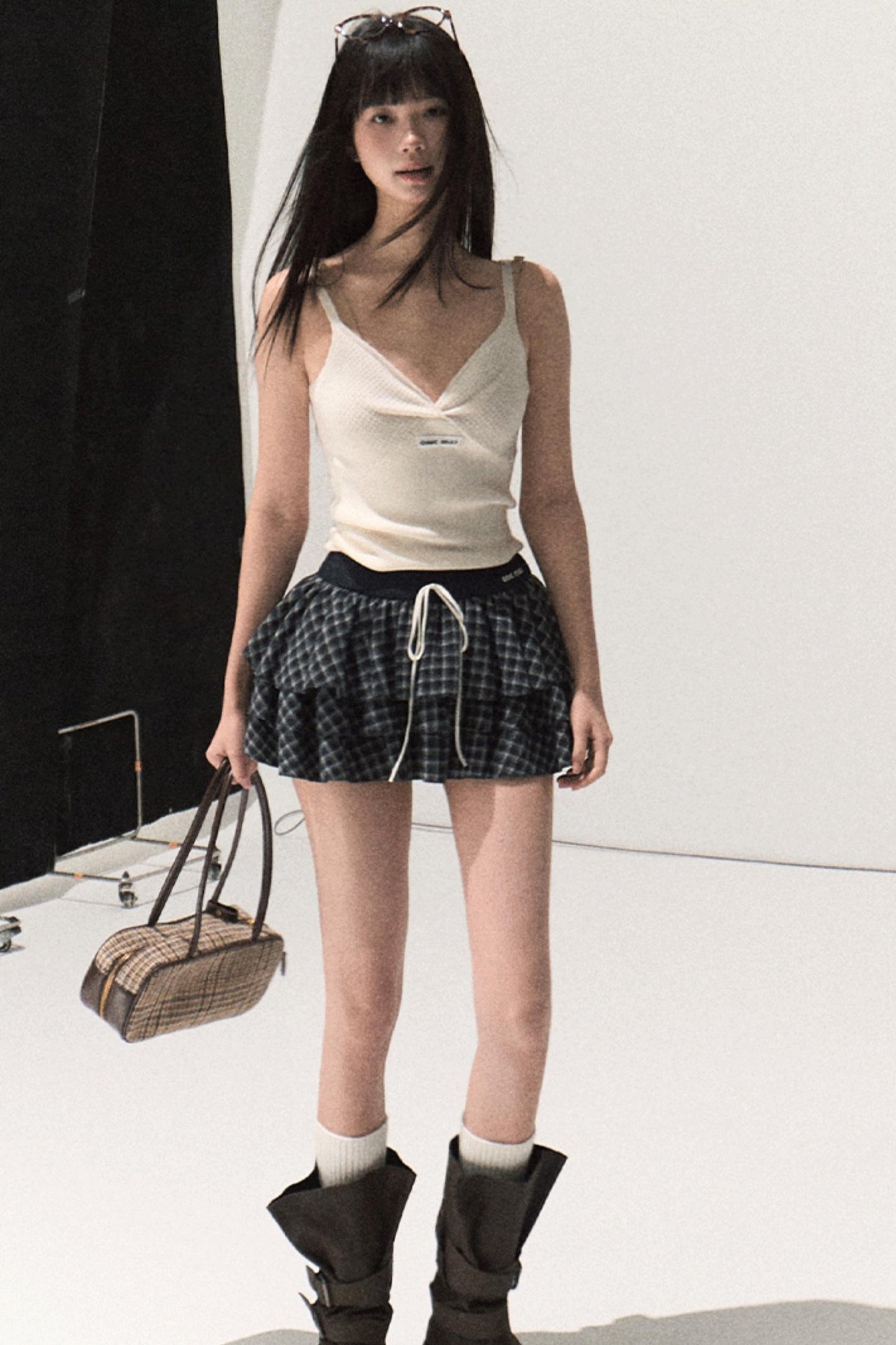 Shrine Plaid Woolen A-Line Skirt