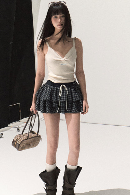 Shrine Plaid Woolen A-Line Skirt