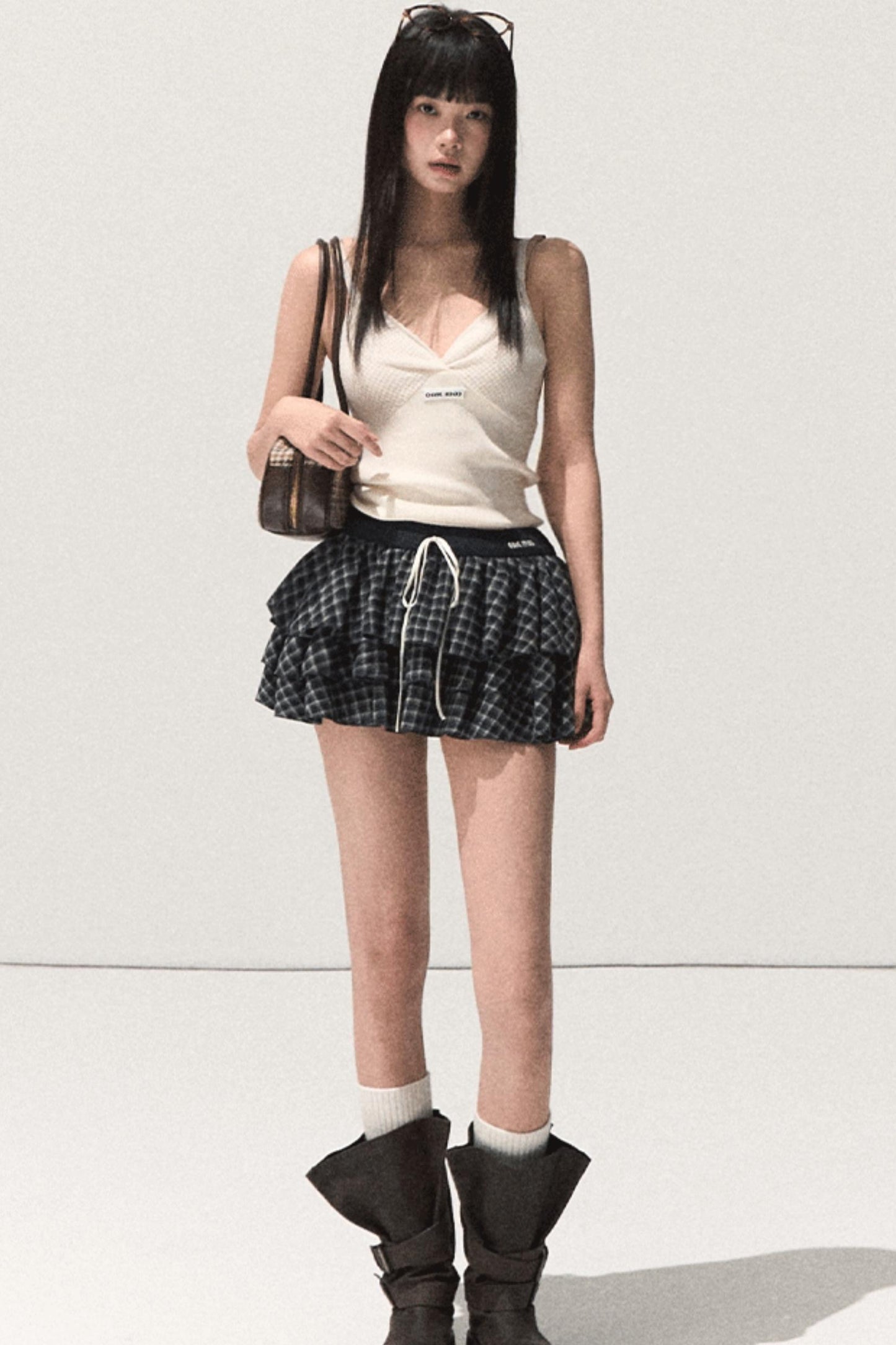 Shrine Plaid Woolen A-Line Skirt