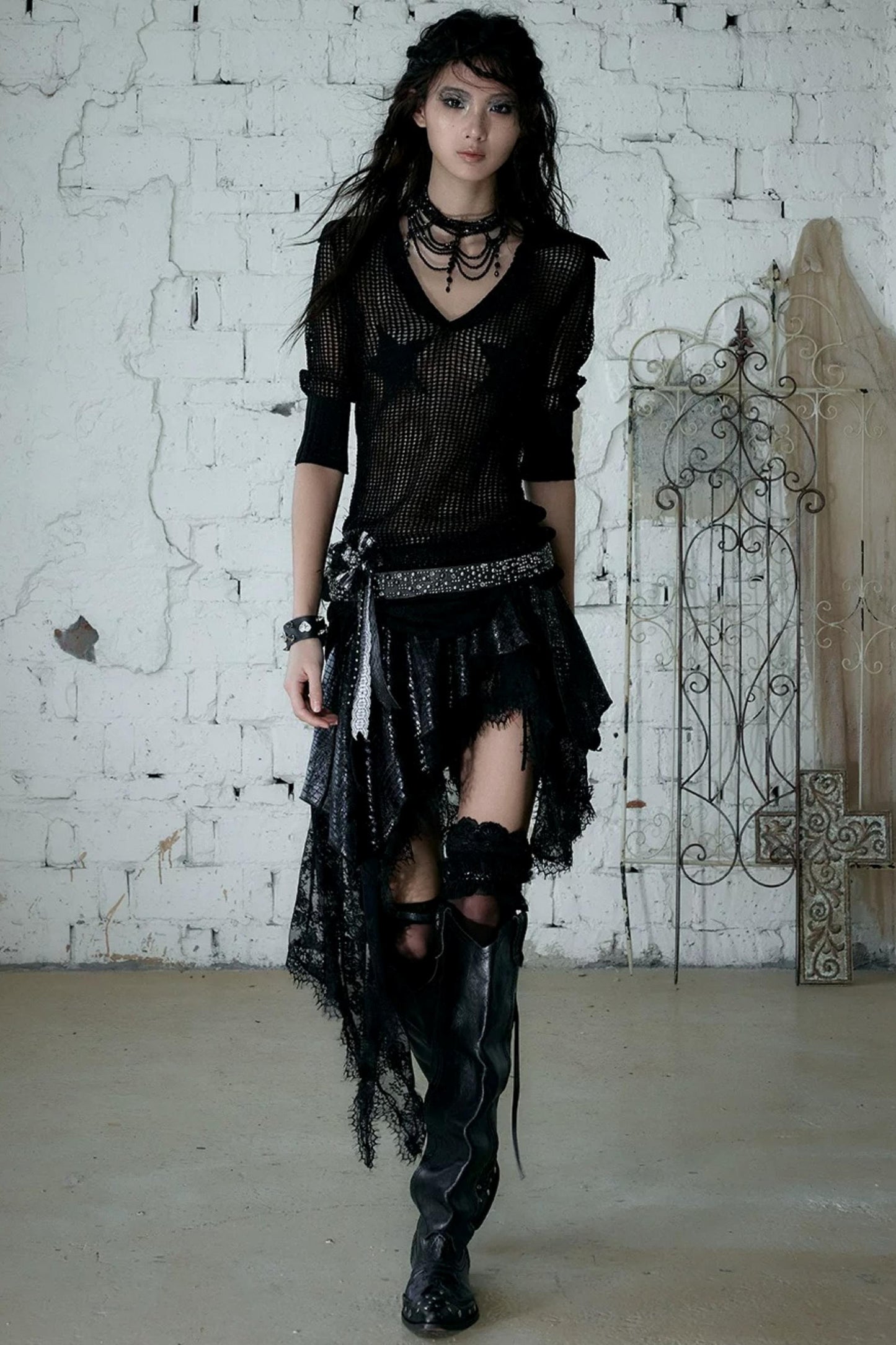 Hollow Star Knit Top