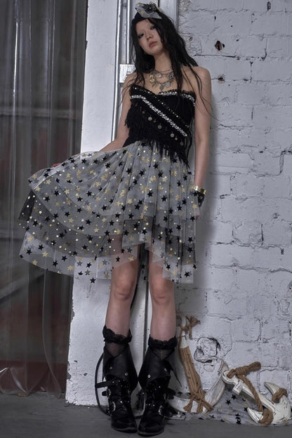 Dreamy Mesh Bustier Gown Dress