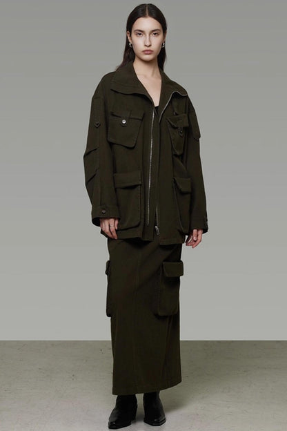 Vintage Cargo Silhouette Coat Set- Up