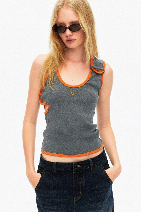 Asymmetrical Color-Blocking Tank Top